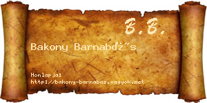 Bakony Barnabás névjegykártya