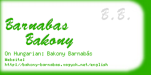 barnabas bakony business card